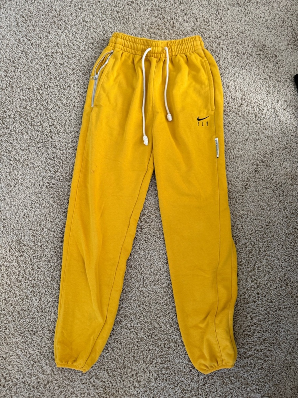 Nike Kids Yellow Drawstring Jogger Sweatpants with Zip Pocket